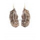 Boucles d'oreilles fantaisie motif plume doré