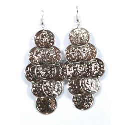 Boucles d'oreilles orientales à sequins argentés