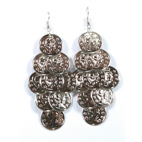 Boucles d'oreilles orientales à sequins argentés