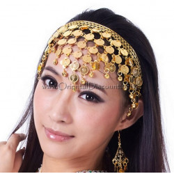 Couronne de danse orientale à sequins dorés