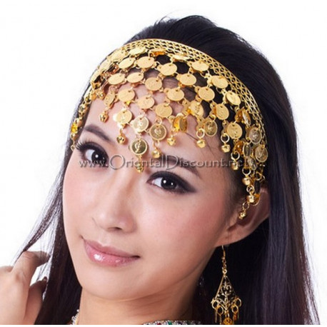 Couronne de danse orientale à sequins dorés