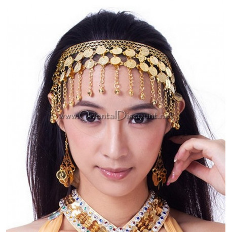 Couronne de danse orientale à sequins dorés