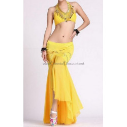 Ensemble de danse orientale top jupe sirène jaune
