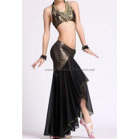 Ensemble de danse orientale top jupe sirène noir
