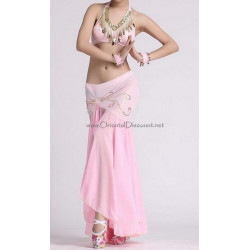 Ensemble de danse orientale top jupe sirène rose clair