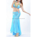 Ensemble de danse orientale top jupe sirène turquoise