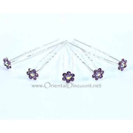 Lot de 5 épingles a cheveux fleur violet
