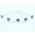 Lot de 5 épingles a cheveux fleur violet