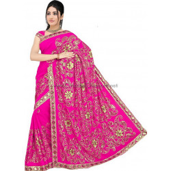 Sari indien de danse Bollywood fuschia et doré