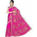 Sari indien de danse Bollywood fuschia et doré