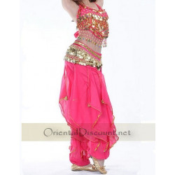 Costume de danse orientale top sarouel fuschia