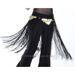Ceinture de danse orientale à fils et sequins noir