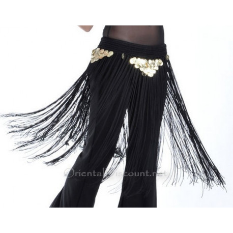Ceinture de danse orientale à fils et sequins noir