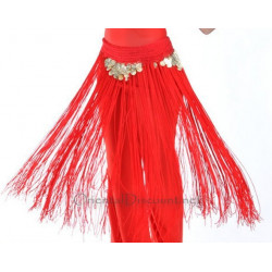 Ceinture de danse orientale à fils et sequins rouge