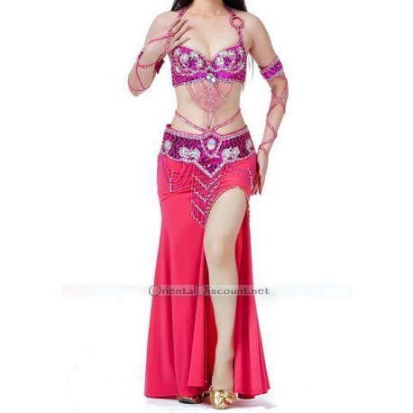 Costume de danse orientale 3 pièces fuschia