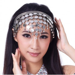 Couronne de danse orientale à sequins argentés