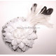 Fleur à cheveux et plumes blanc