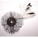 Fleur à cheveux et plumes blanc