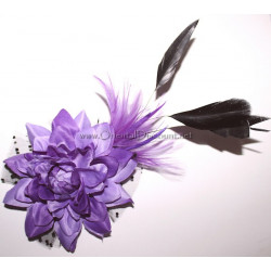 Fleur à cheveux et plumes violet
