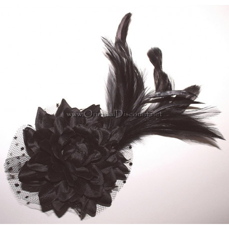 Fleur à cheveux et plumes noir