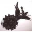 Fleur à cheveux et plumes noir