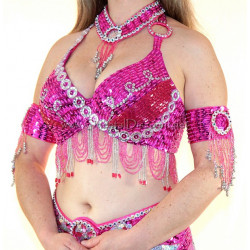 Soutien gorge de danse orientale Bonnet D/E fuschia