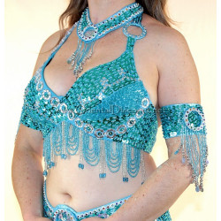 Soutien gorge de danse orientale Bonnet D/E turquoise