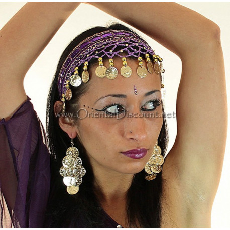 Serre tête filet de danse orientale violet foncé