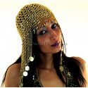 Bonnet de danse orientale doré à sequins