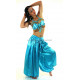 Costume de danse orientale top sarouel satine turquoise