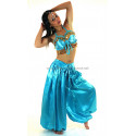 Costume de danse orientale top sarouel satine turquoise