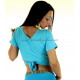 Top de danse orientale à manches courtes turquoise