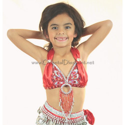 Soutien gorge satin enfant de danse orientale rouge