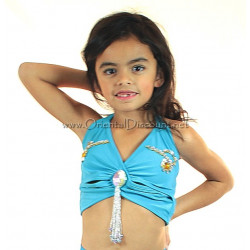 Top de danse orientale enfant turquoise