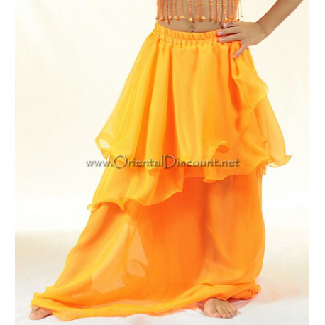 Jupe de danse orientale doublée enfant 10/12 ans orange