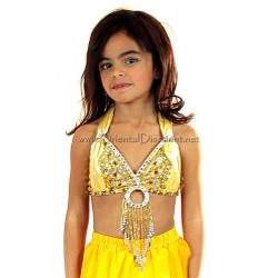 Soutien gorge satin enfant de danse orientale doré