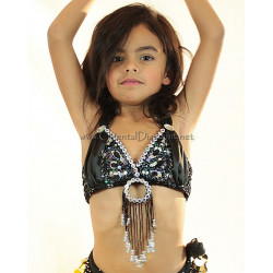Soutien gorge satin enfant de danse orientale noir