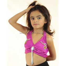 Top de danse orientale enfant fuschia