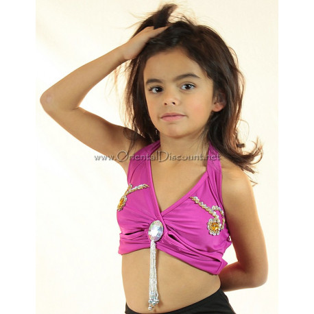Top de danse orientale enfant fuschia