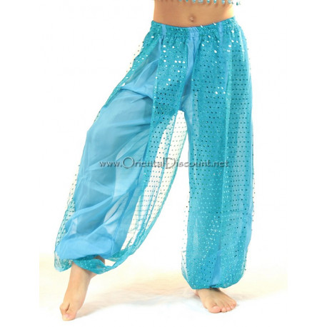 Sarouel enfant de danse orientale turquoise