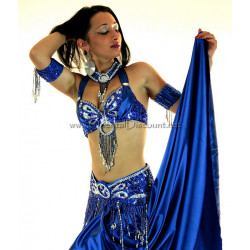 Set satin de danse orientale bleu roy