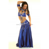 Tenue satin de danse orientale bleu roy 3 pièces