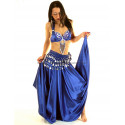Tenue de danse orientale bleu et argent 3 pièces