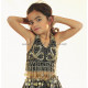 Haut enfant de danse orientale noir et doré à sequins