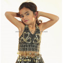 Haut enfant de danse orientale noir et doré à sequins