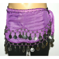 Ceinture enfant de danse orientale violet argent
