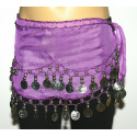 Ceinture enfant de danse orientale violet argent