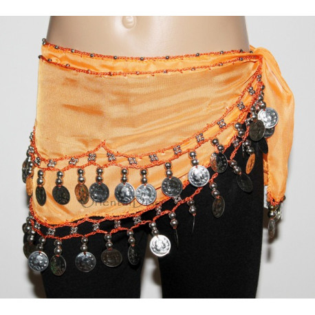 Ceinture enfant de danse orientale orange argent