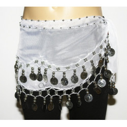 Ceinture enfant de danse orientale blanc argent