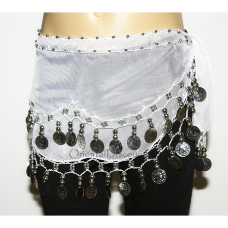 Ceinture enfant de danse orientale blanc argent
